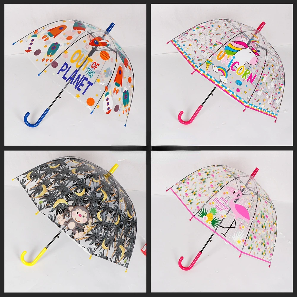 Transparent Waterproof Anime Umbrella for Children, Kawaii, Unicorn, Animal, Cute, Cartoon, Alpaca, Small Girl, Female