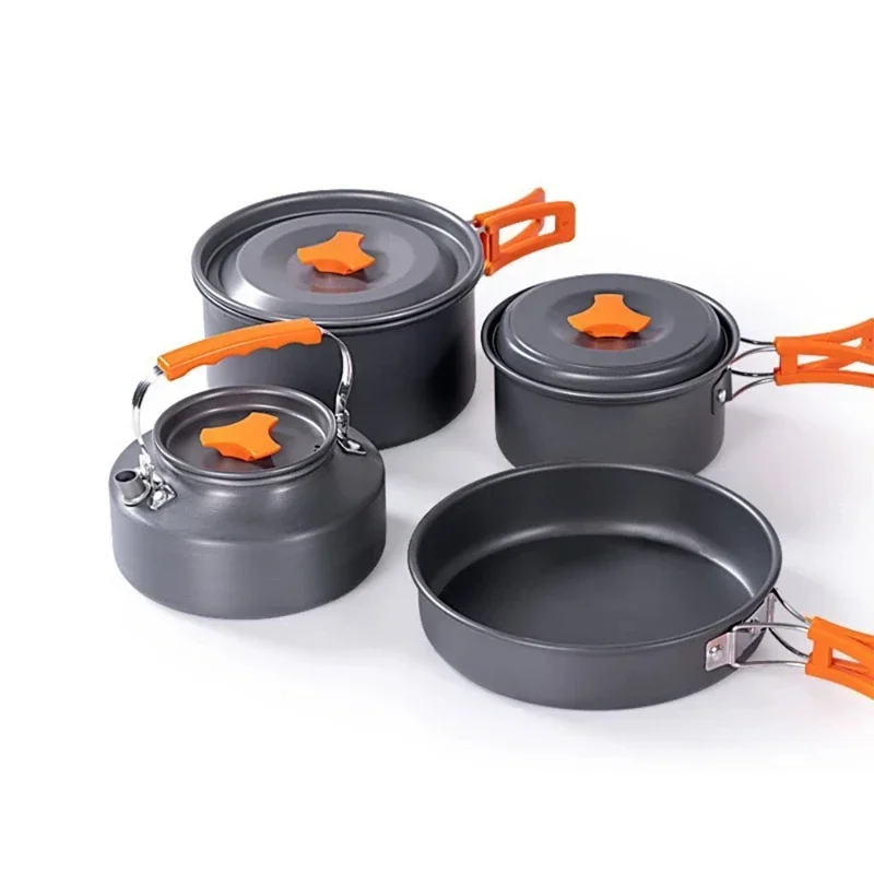 Outdoor Backpacking Camping Cookware Set Pans and Kettles for Outdoor Adventures for 4-7 People