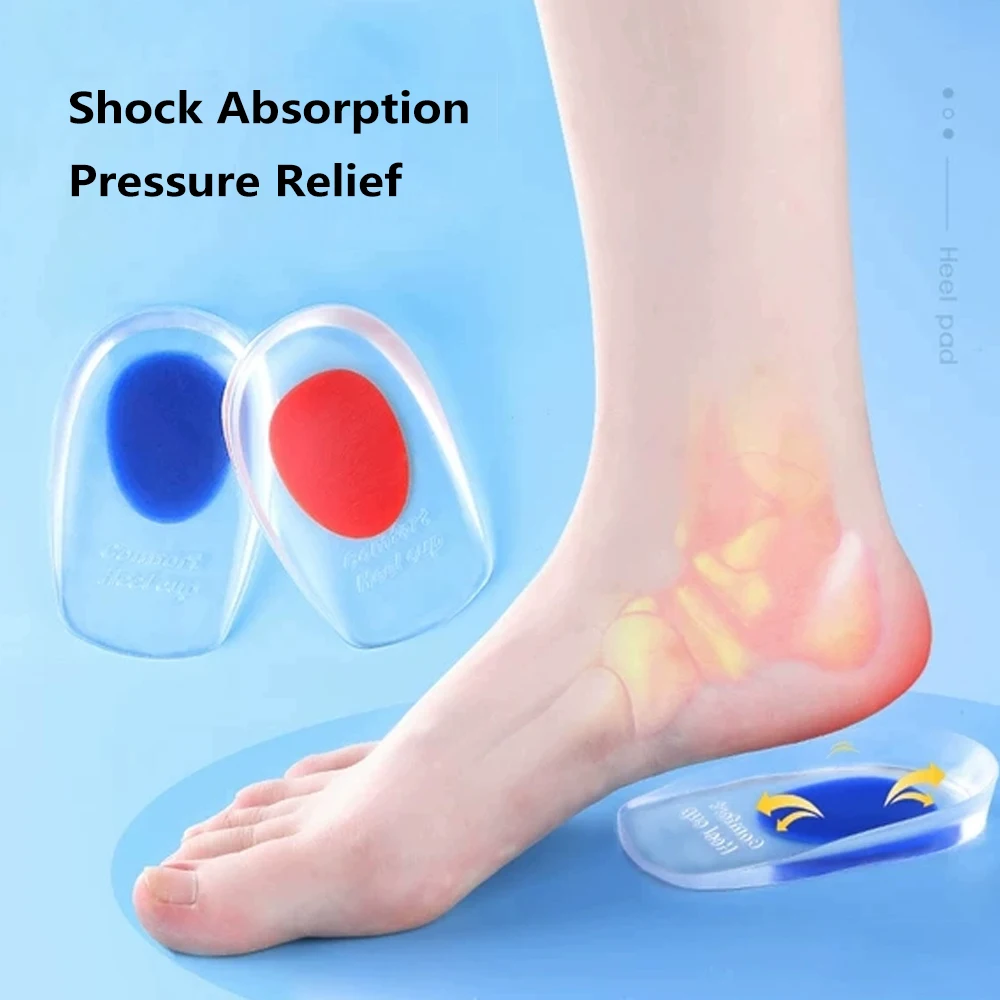 Silicone Heel Pad Soft Gel Insole Sports Shock Absorbing Shoes Pads Heel Spurs  Plantar Fasciitis Support Pain Relief Insoles