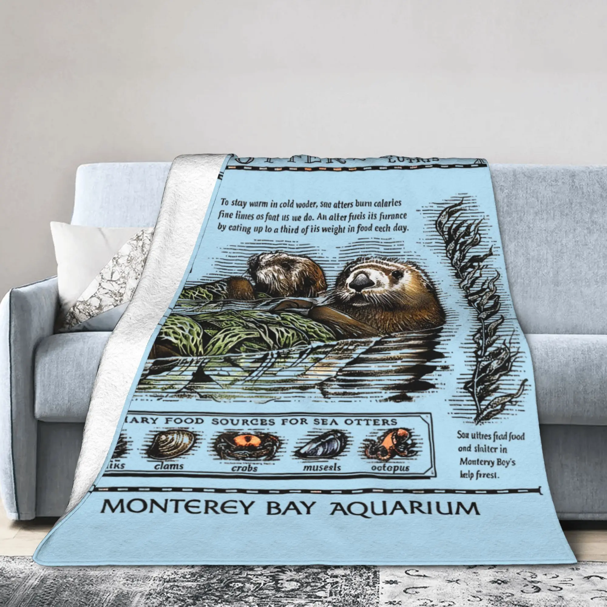 

Sea Otters Aquarium 90's Vintage Blanket Fleece Decoration Cute Breathable Ultra-Soft Throw Blanket for Car
