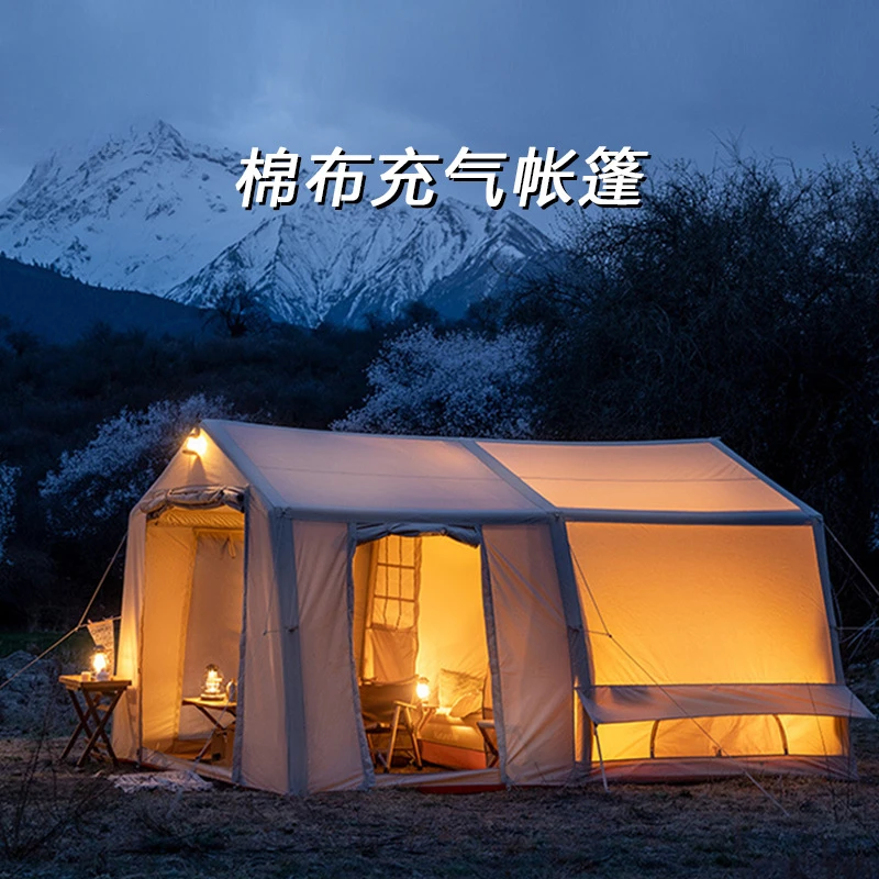 Large retro cotton tent, outdoor thickened anti-riot rain canopy, one room and one living room, quick opening and inflation