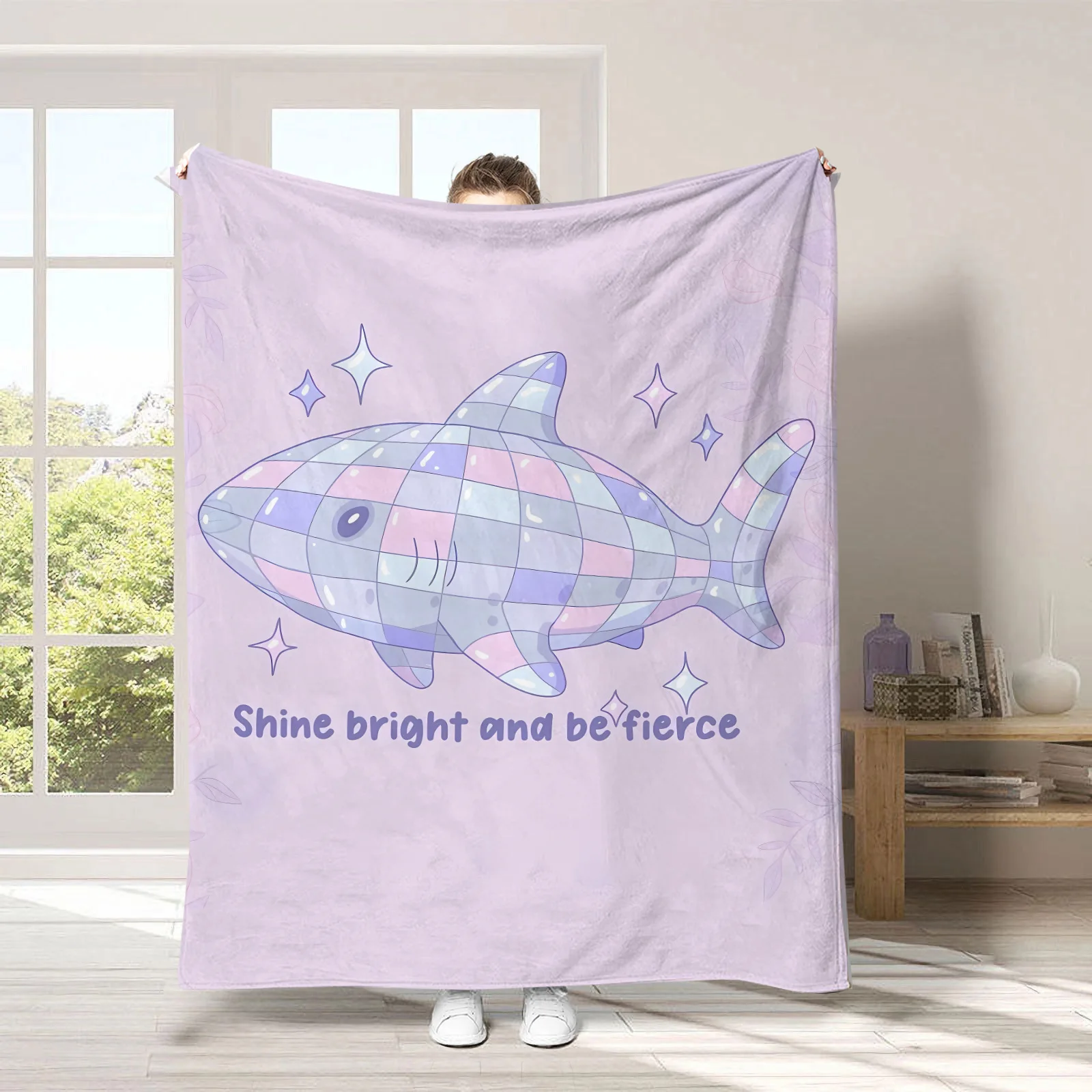 Cute Chibi Shark Beach Towel Coral Print Quick Dry Absorbent Towel for Kids Girls