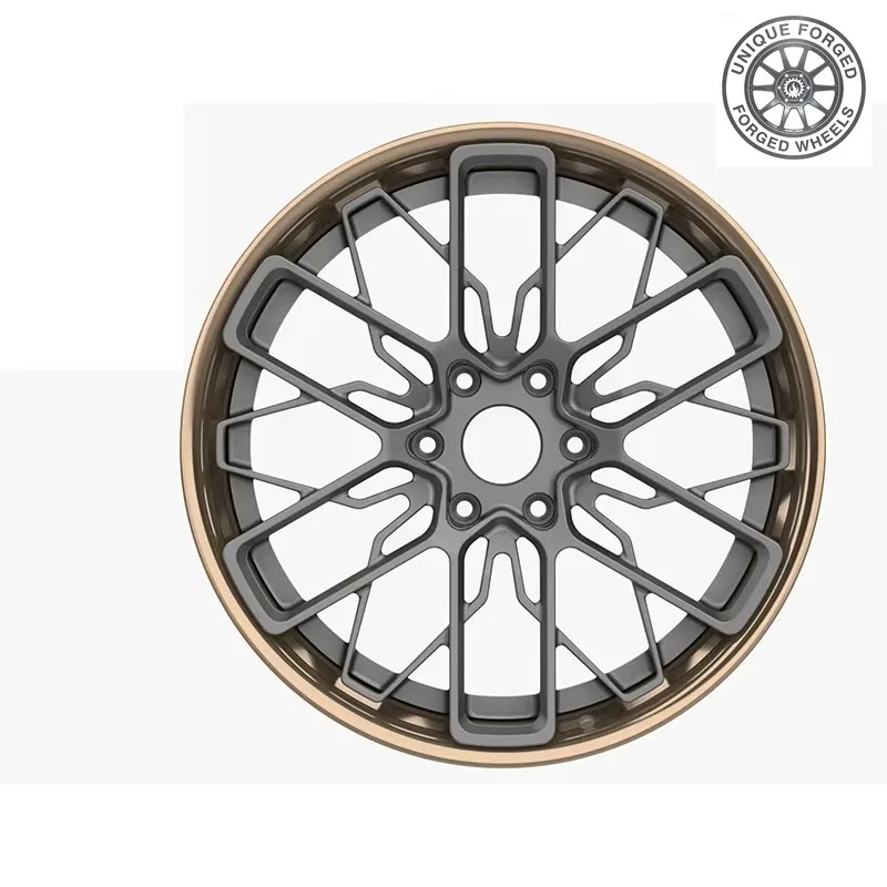 26 Style 2 Piece 22 Inch Grey Gunmetal Spoke With Bronze Rim Forged Alloy Wheel