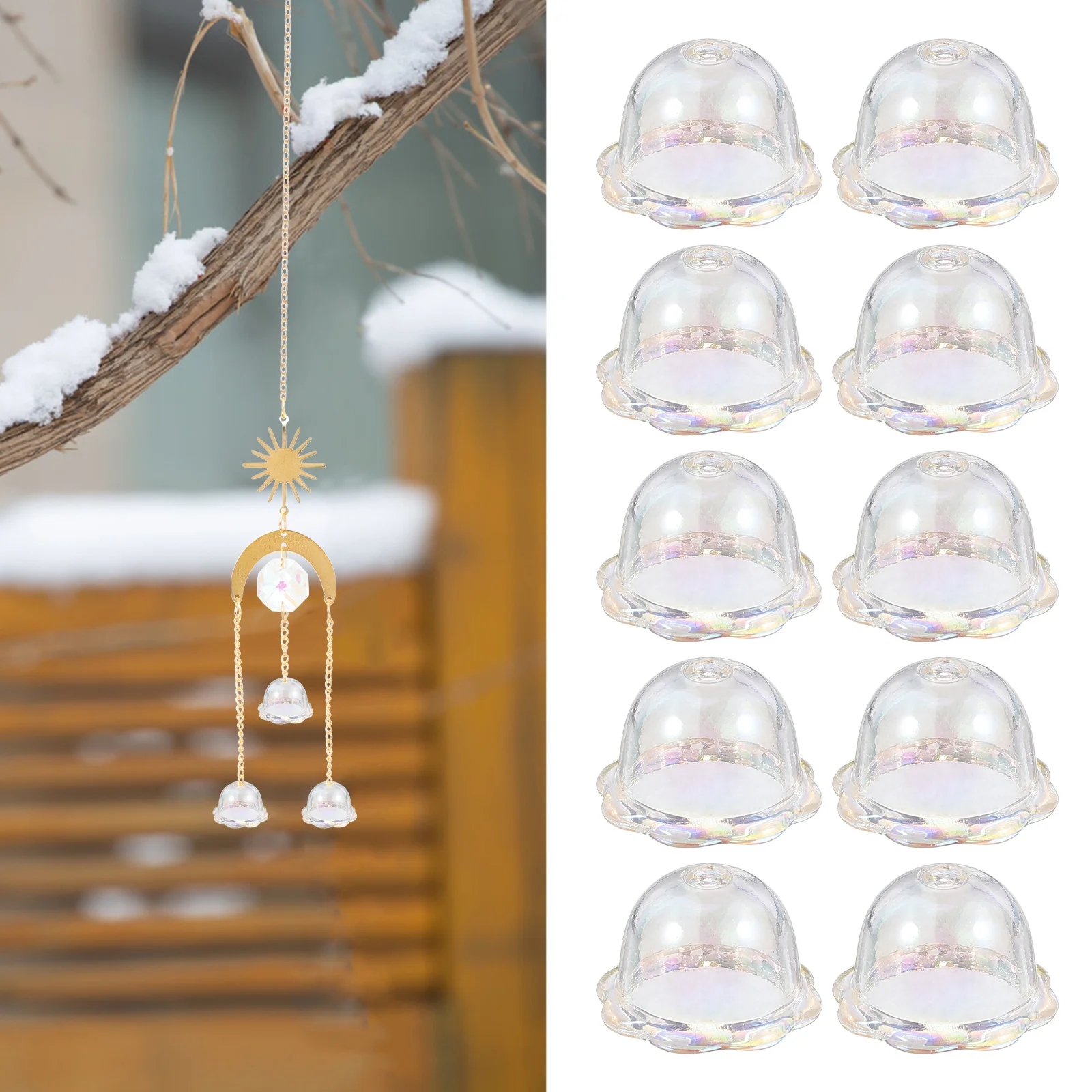 

10pcs Transparent Chime Hollow Acrylic Flower Craft Beads For Diy Jewelry Sun Catchers Wind Bell Pendant Prism Beads Wind Chime