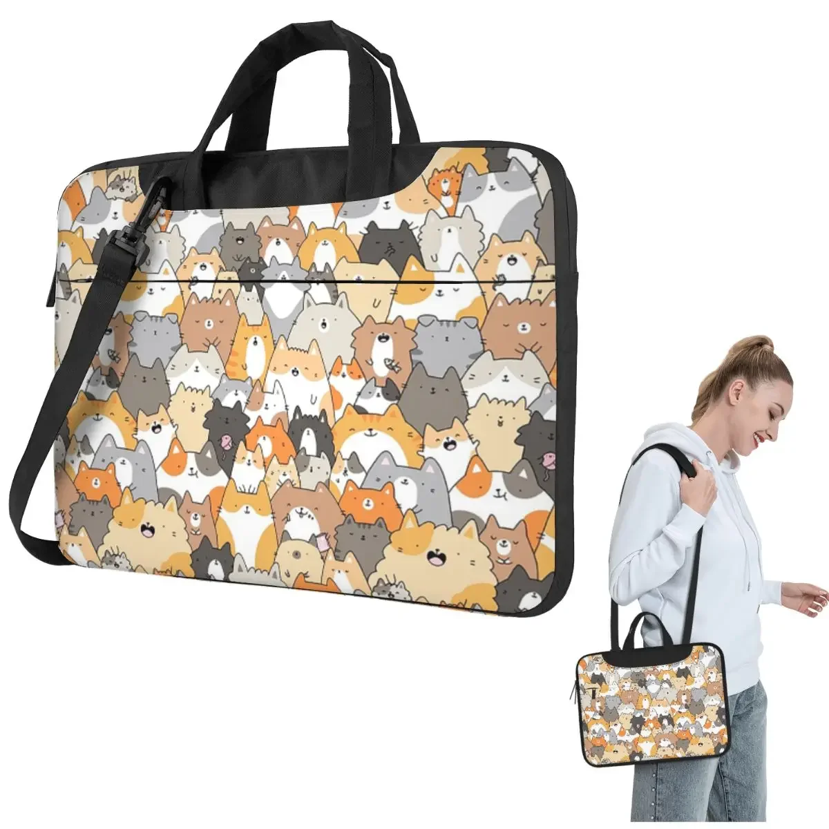 Cats, Kitties And A Spy Crossbody Laptop Bag Case Computer Bag 13 14 15.6 Inch Notebook Pouch for Macbook Pro