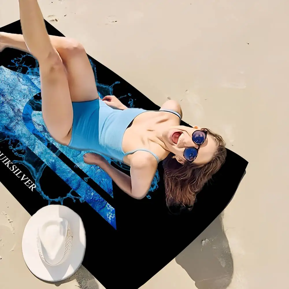Surfboard Q-Quiksilver Pattern Microfiber Blanket Quick Drying Beach Towels Oversized Super Absorbent Pool Towel Blanket