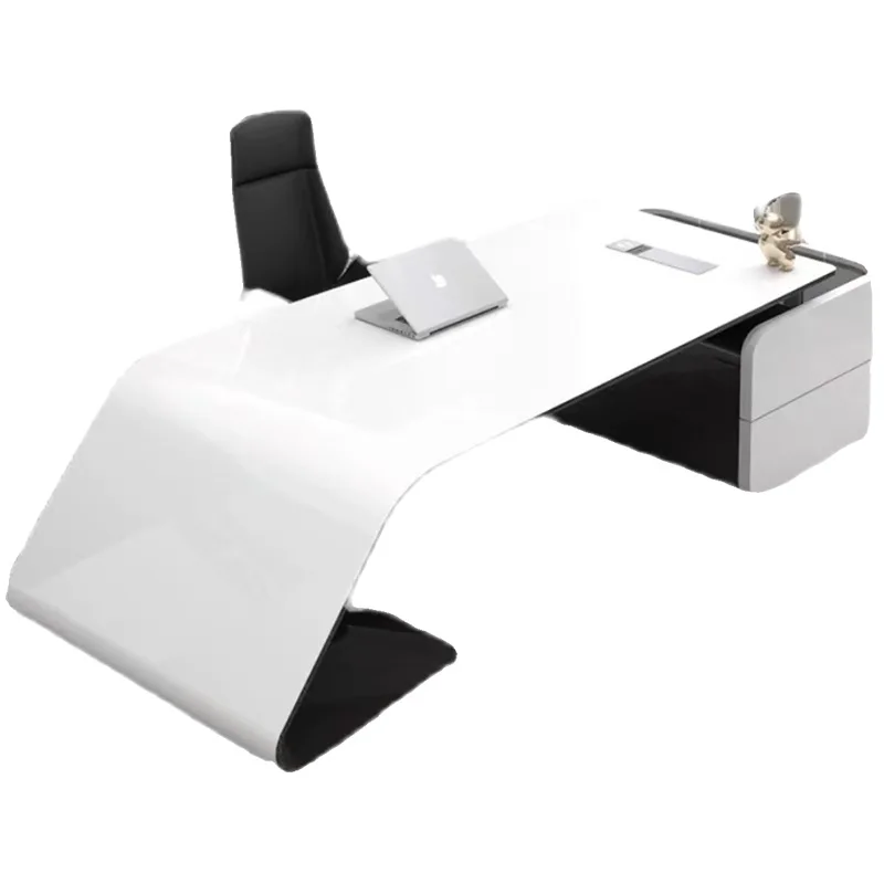 

*Custom Luxury Executive Leather Boss Desk Modern Design L-Shape Office Furniture Hospital Gym Building Workstations Wooden