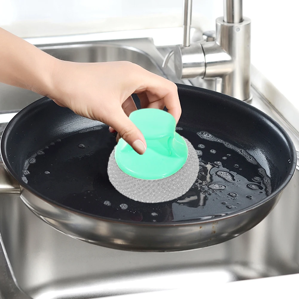 10pcs With 2 Handles Cleaning Sponge Ovens Stainless Steel Scrubber Bathroom