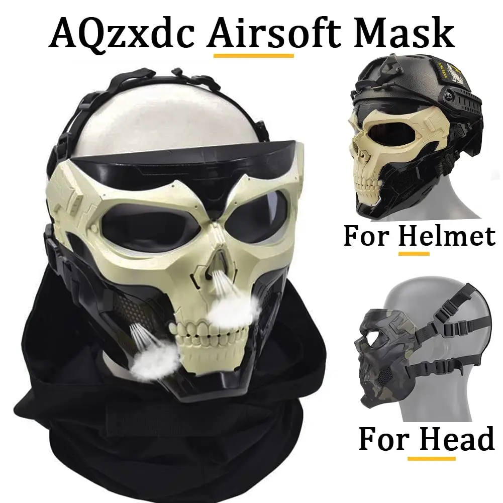 FAST Airsoft Helmet and Mask Combination, Adjustable Outdoor Game Helmet, for Cs Game, Paintball Game, Party and CQB Skirmishes