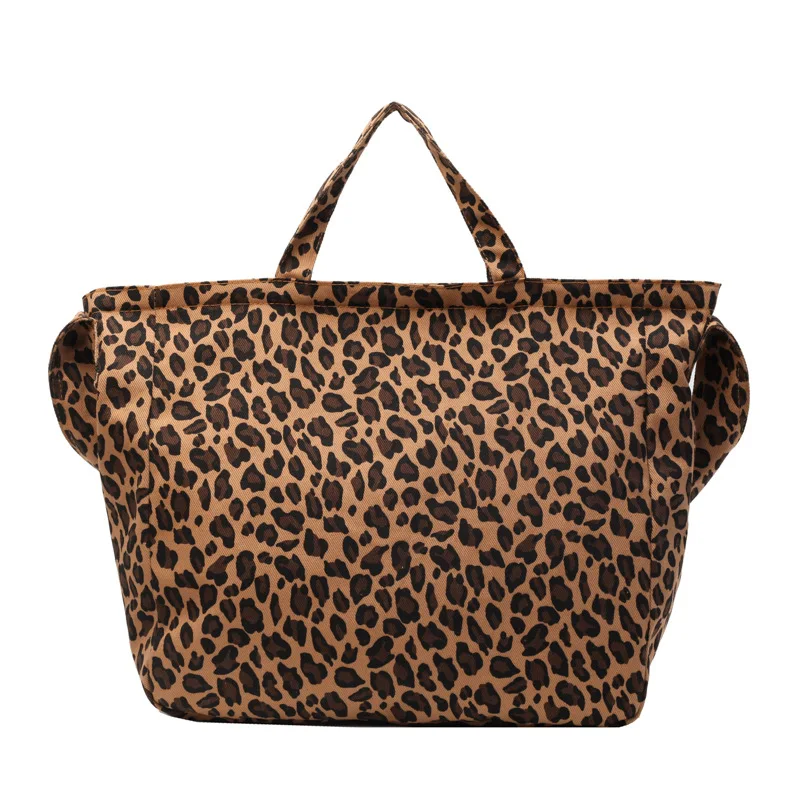 Women's Single Shoulder Crossbody Bag Handheld Tote Bag New Canvas Leopard Pattern Commuter Lazy Fashion Portable Large Capacity