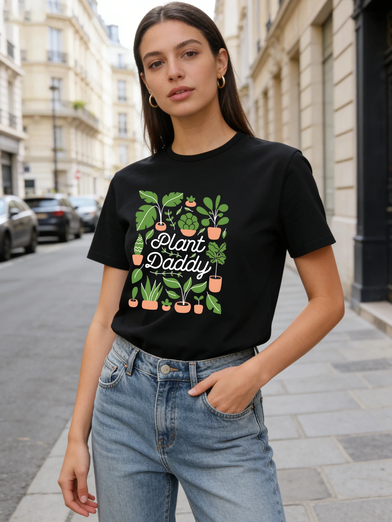 

2026 Spring/Summer New Women's Floral Pattern Fashionable Casual Loose Letter Print Simple Top/T-Shirt