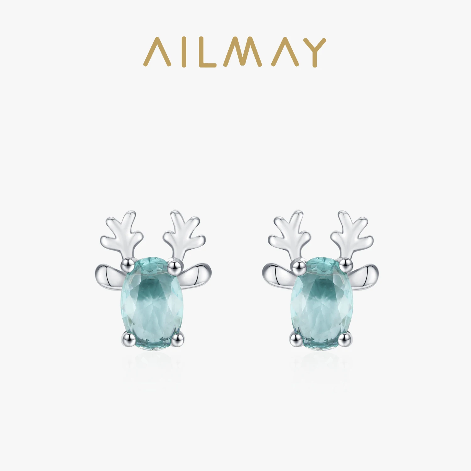 

Ailmay серьги-гвоздики из стерлингового серебра 925 пробы с мультяшными животными и оленями для женщин, роскошные рождественские подарочные ювелирные изделия Параиба