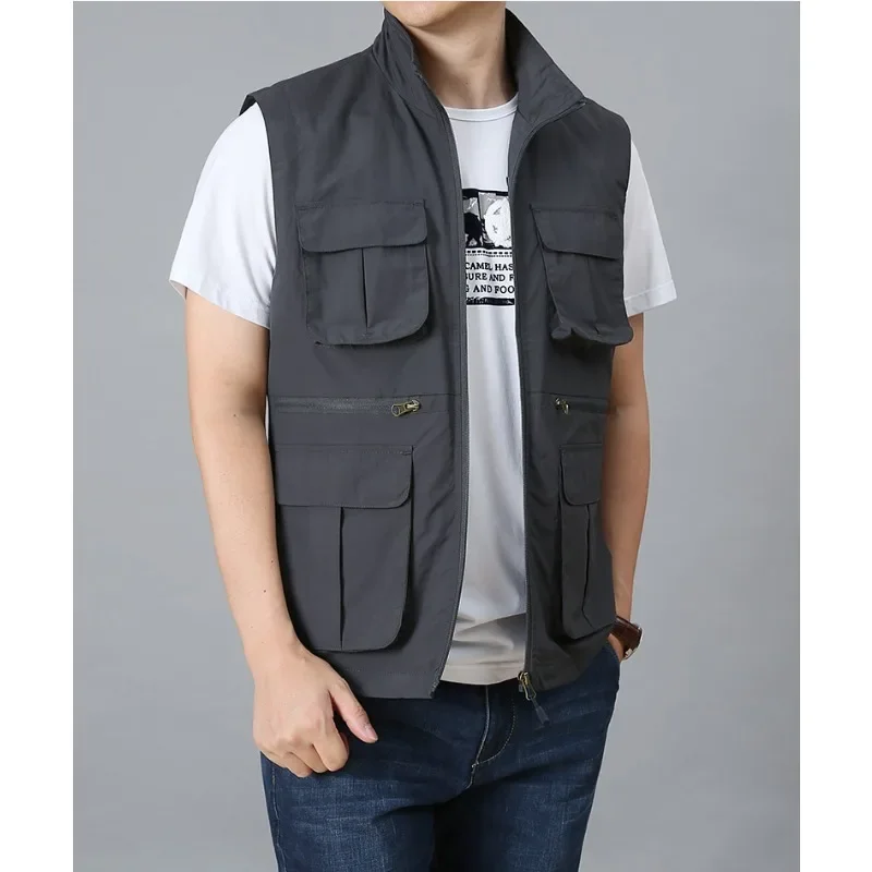 Waterproof Denim Vest Plus Size Outerwear Hunting Coat Windbreaker Work Men Fishing Clothing MAN Best Camping Large Men's Luxury