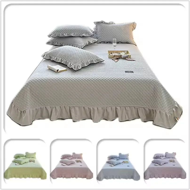 

1 шт. двуспальное покрывало кружевное покрывало одноцветное постельное белье для взрослых и детей защита матраса 침대커버 (без наволочки)