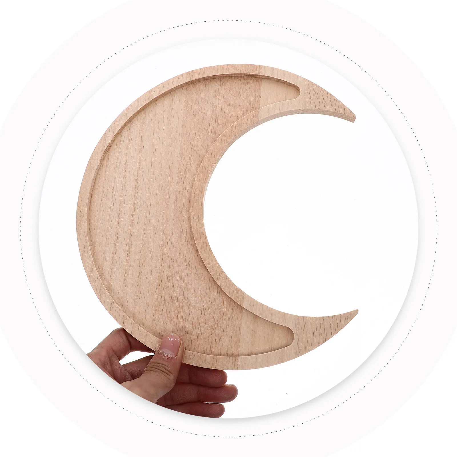 

Набор из 2 деревянных подставок-полумесяцев и подносов из натурального дерева для хранения кристаллов, колец, камней, эфирных масел, декоративный поднос для дома