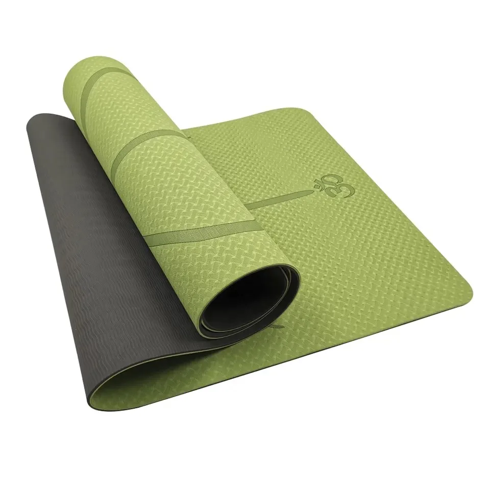 Wholesale Yoga Mats 1/4 Thick TPE Yoga Mat Eco-friendly Non-Slip Exercise & Fitness Mat for Men & Women with Carrying Strap