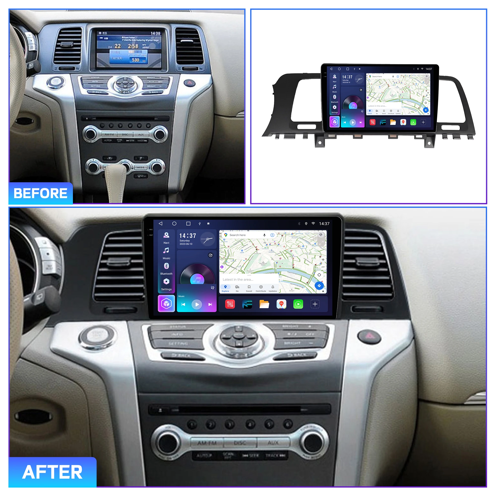Penhui Android Car DVD Player 2 Din for Nissan Almera 3 2012-2018 – Multimedia Screen with DSP, Bluetooth, Audio & CarPlay