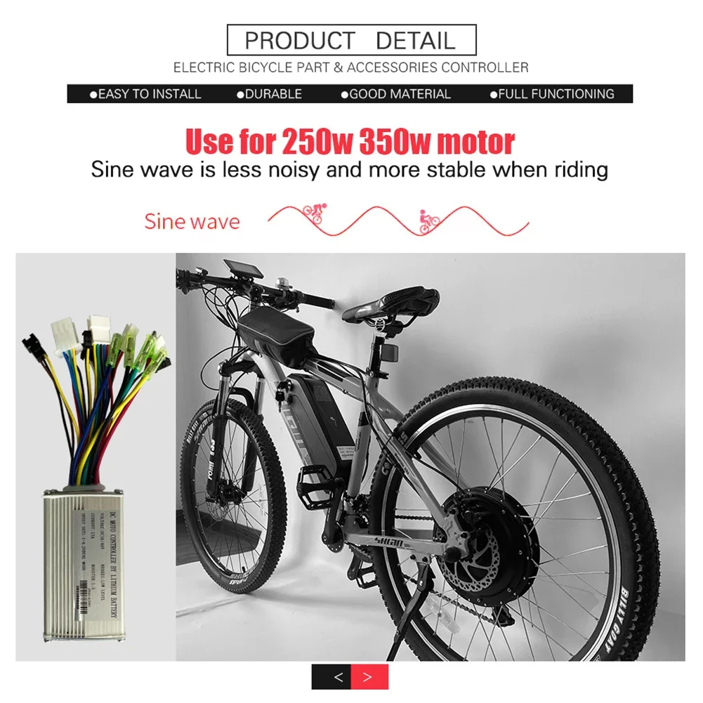 250-350W Controller Ebike Controller luci spina Controller onda sinusoidale 17A 350W 36V/48V JN Controller parte bici