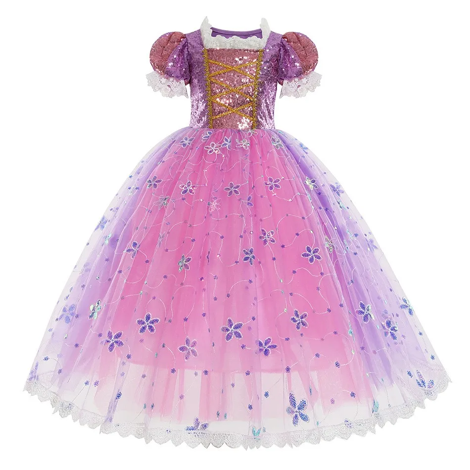 2026 Children Dress Rapunzel Costume  Sequins Purple Purple Dress Cosplay Tutu Dress for Girl Add Colored LED Lights 3-10 Year view 3