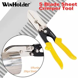 5-Blade Sheet Metal Crimper Crimp up 24 Gauge Steel and 28 Gauge Stainless Steel For Stove Pipe Duct HVAC Gutter Crimper Tool