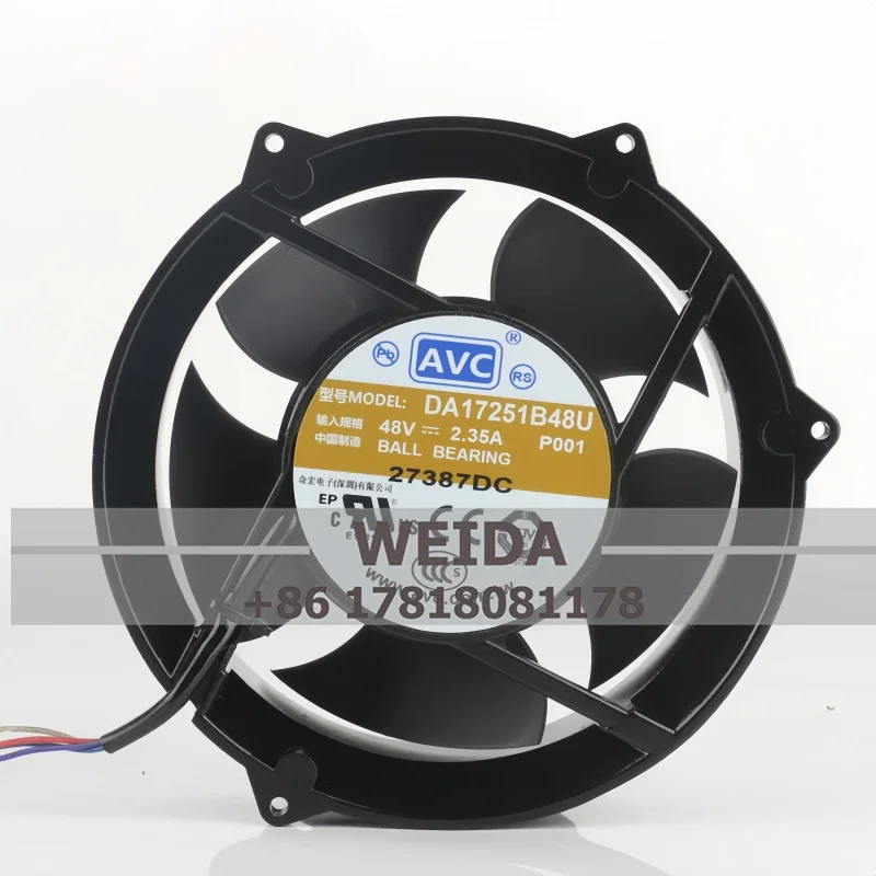 New AVC 17251 cooling fan 17cm DC48v 2.35A DA17251B48US double ball 4 wire 172*172*51MM