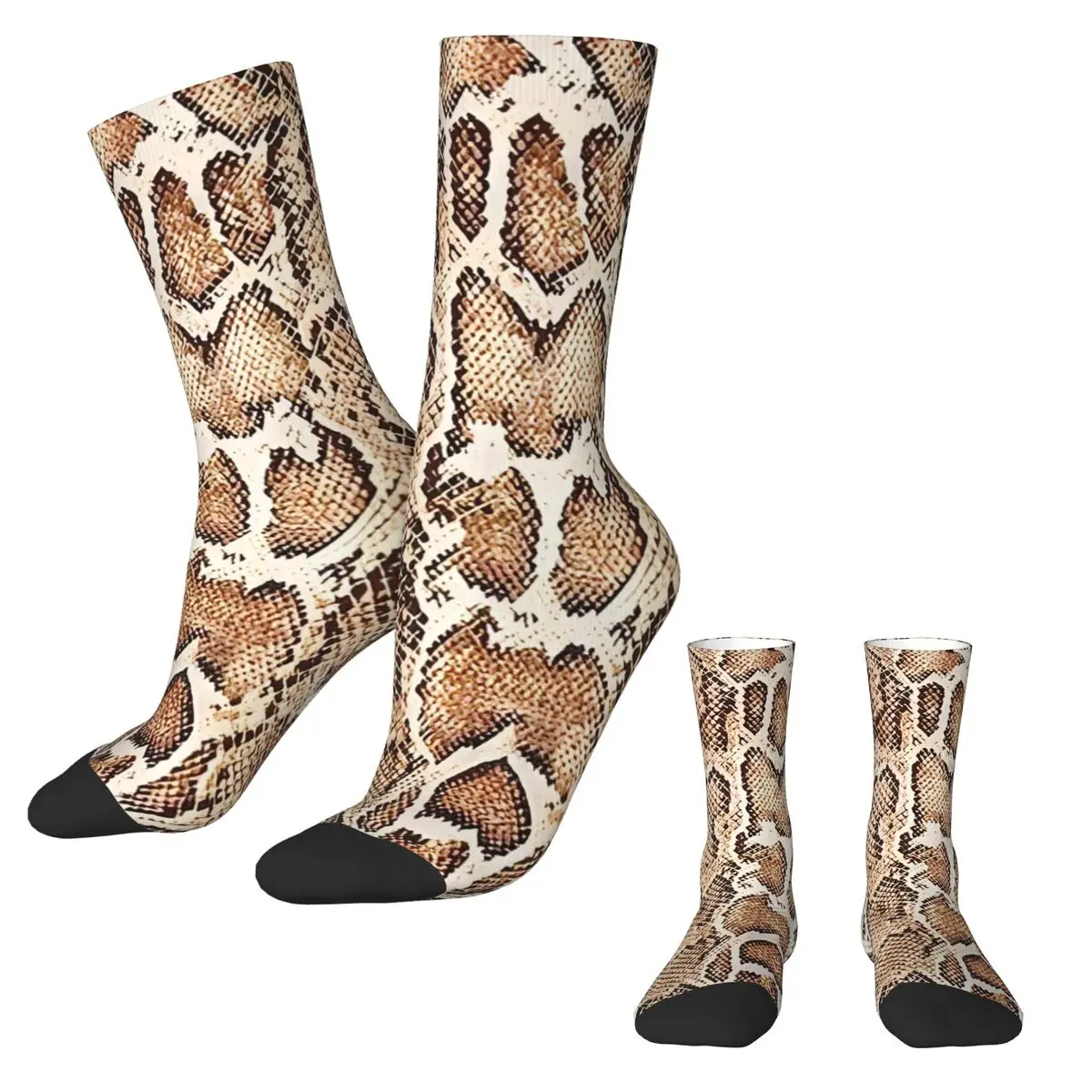 Brown Snake Skin Print Socks Casual Stockings Unisex Men Warm Soft Outdoor Socks Autumn Graphic Anti Sweat Socks