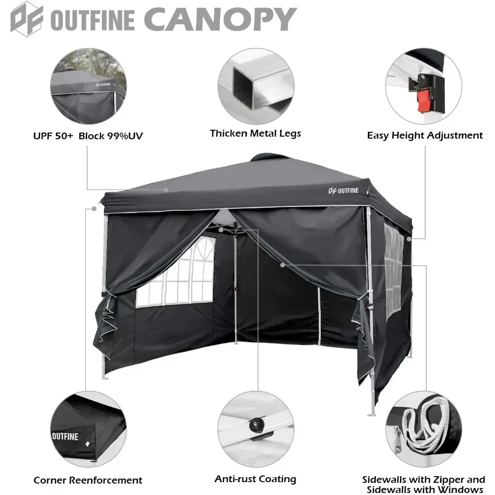 canopy, Canopy10'x10'Pop Up Commercial Instant Gazebo Tent,Fully Waterproof, Outdoor Party Canopies with 4 Removable Sidewalls,