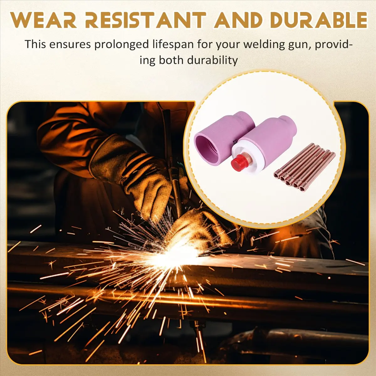 Jun.A-9Pcs TIG Welding Torch Large Long Gas Lens & Alumina Cup for WP17 WP18 WP26 TIG Collet Bodies Kit Accessories