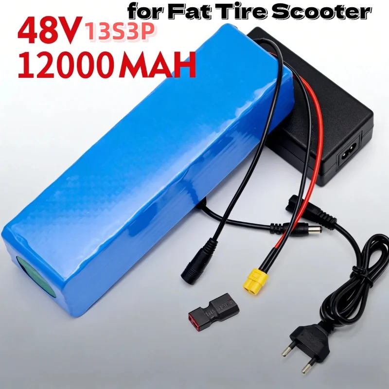 13S3P 48V 12Ah Lithium Battery Pack New Arrival for Fat Tire Scooter with Charger Port Easy Installation Long Range Commuting