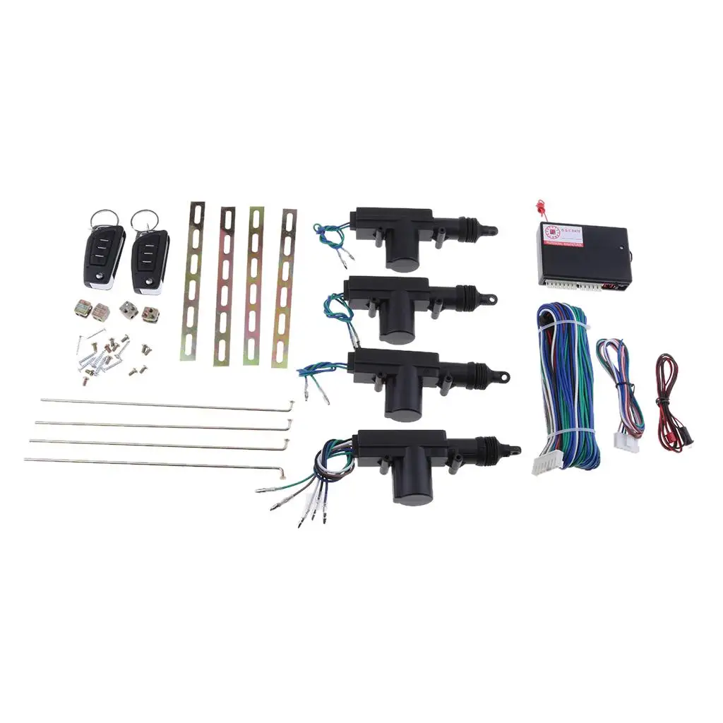 4 Door Central Locking Kit with 2 Keyless Entry Car Remote Controls