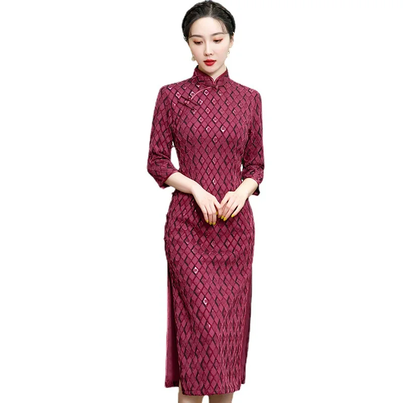 Cheongsam Engagement Photography New Lady Waist-Tight Artistic Old Shanghai Chinese Tang Suit High-End Fashion