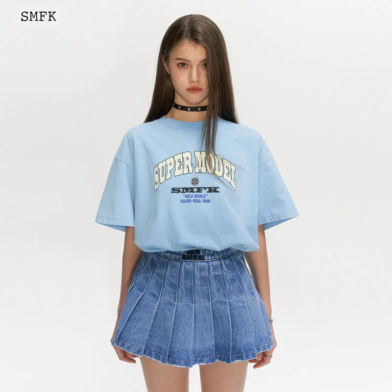 SMFK T-Shirt Letter Printing Short Sleeve for Women Oversized Vintage Short Tops Summer Loose O-Neck Female Casual Short Sleeves