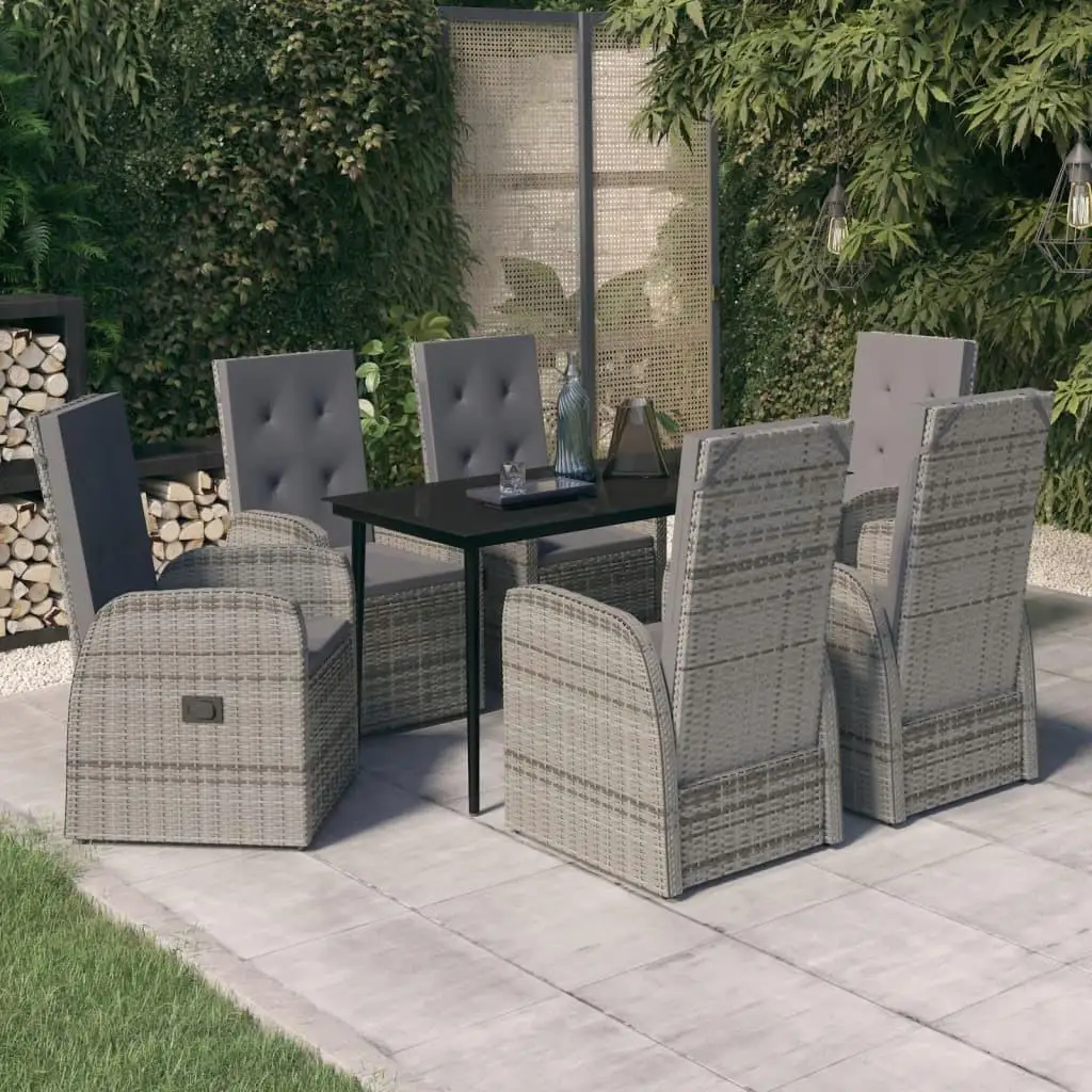 

Elegant Grey and Black Garden Dining Set Outdoor Furniture Modern Table and Chairs for Patio Balcony Backyard Dining