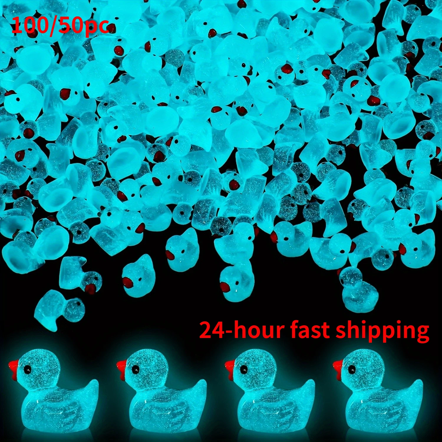 100 pçs brilho no escuro mini resina patos azuis luminosa diy artesanato decorações para aquários jardim paisagens decoração de festa de férias
