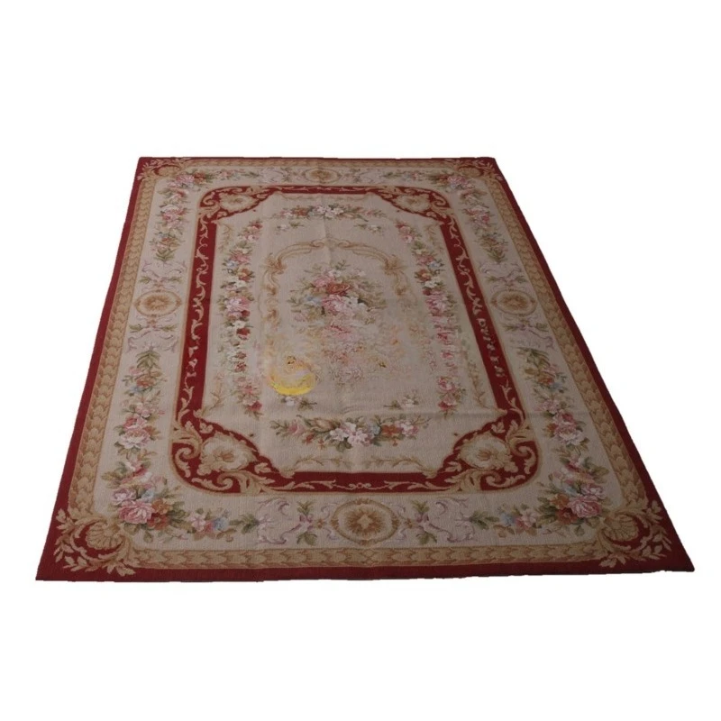 Russian classical embroidered velvet carpet, silk-wool blend hand-woven square decoration