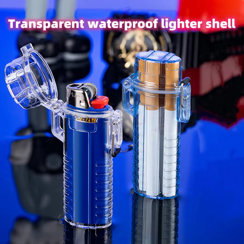 Multi Functional Waterproof Transparent Lighter Case Cover Holder for Full Size Lighter J6