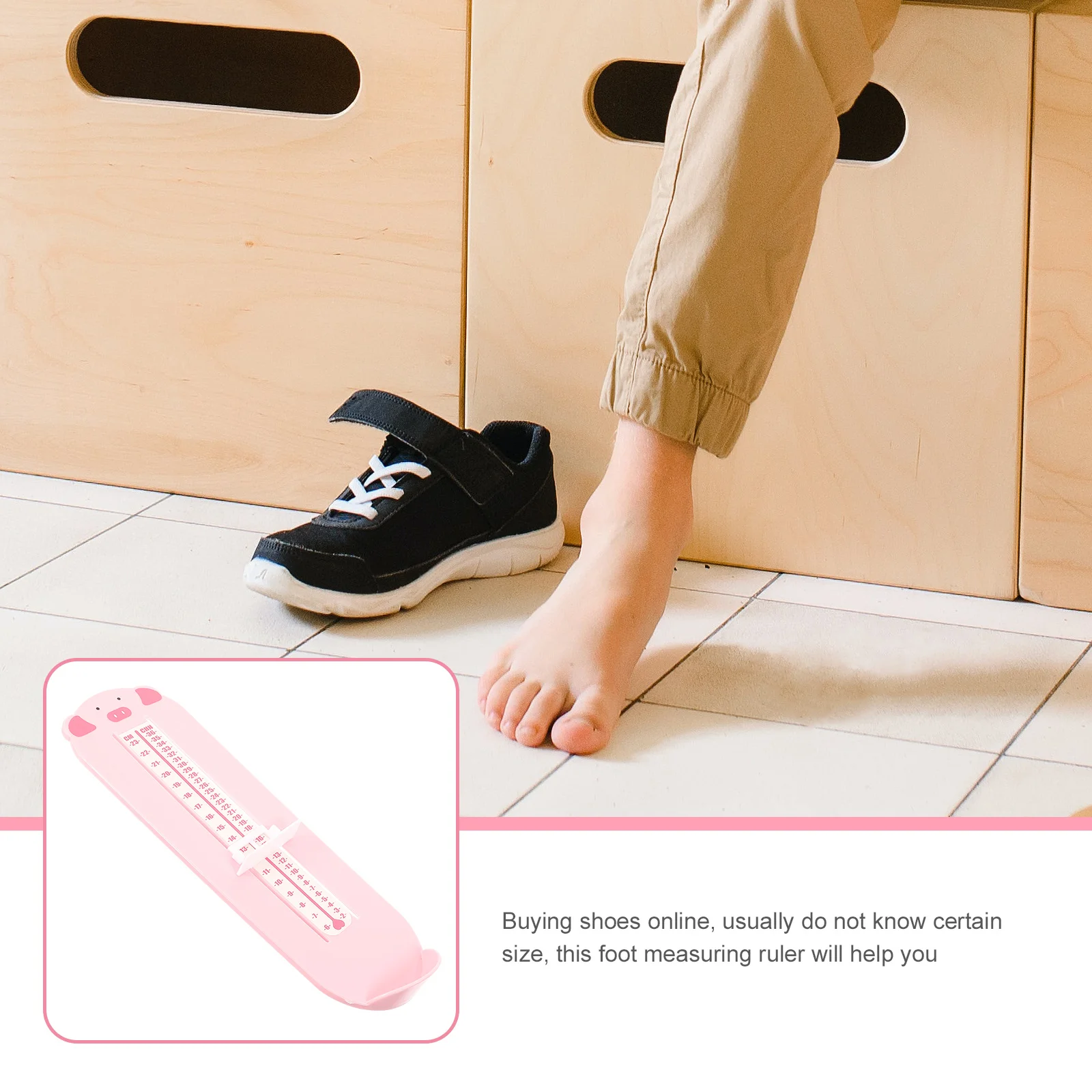 Children Shoes Measurer Foot Measuring Device Tool Ruler with Size Chart Kids Pink Toddler