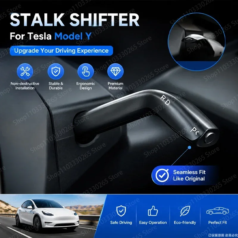Gear Shift Stalk Right Side Lever Physical Shifter Handle D P R Indicator Upgrade Kit for Tesla Model 3 Highland Model Y Juniper