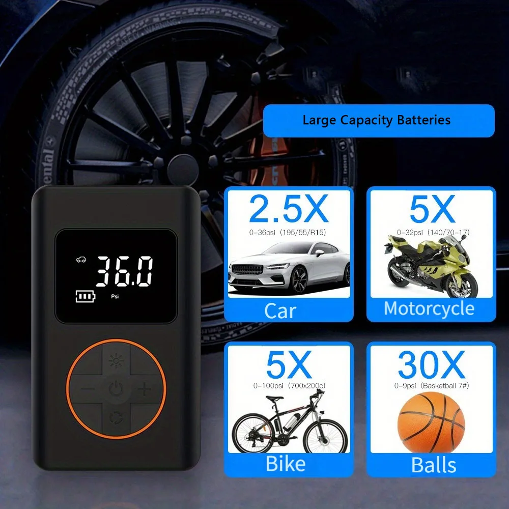 

Car Wireless Air Pump Air Compressor Tire Ball Inflator Led Light Tire Inflator Electric for Cars Motorcycles Bicycles