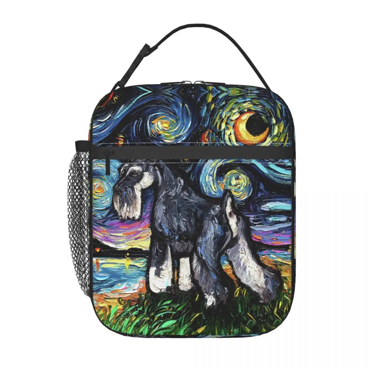 Custom Standard Schnauzer Starry Night Lunch Bag Men Women Cooler Warm Insulated Lunch Boxes for Kids School