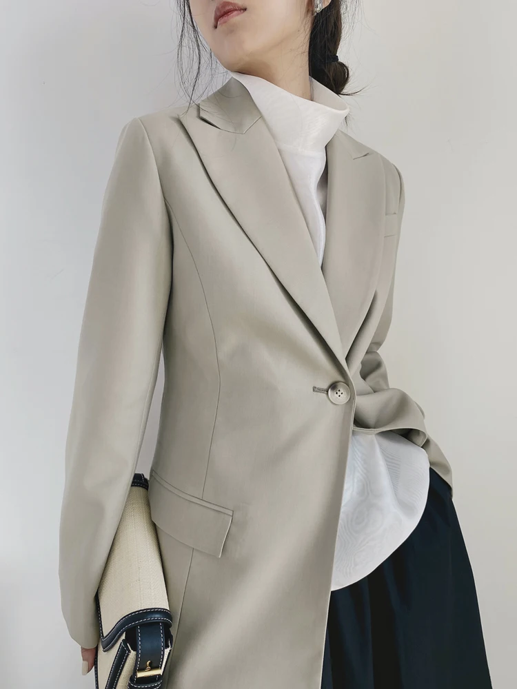 

Модный деловой костюм Slim Fit из шерсти с боковыми пуговицами для утяжки талии от Taupe Store, 100% однотонный цвет