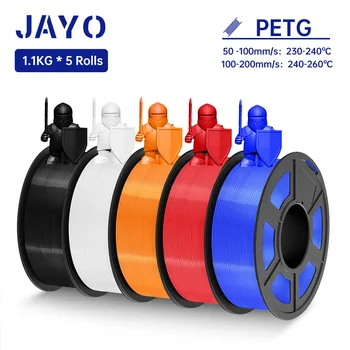 JAYO PETG Filament 1.75 MM 5 Rulo 3D Yazıcı PETG FDM 3D Baskı Malzemesi için 100% Kabarcık Yok 1.1 KG/Rulo
