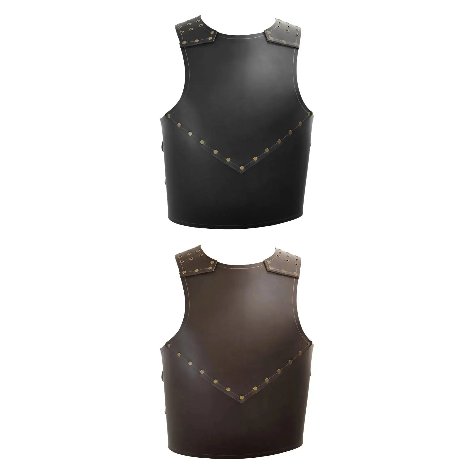 Gothic Medieval Chest Armor PU Leather Knight Breastplate Cosplay Costume Steampunk Body Chest Guard with Rivets Adjustable