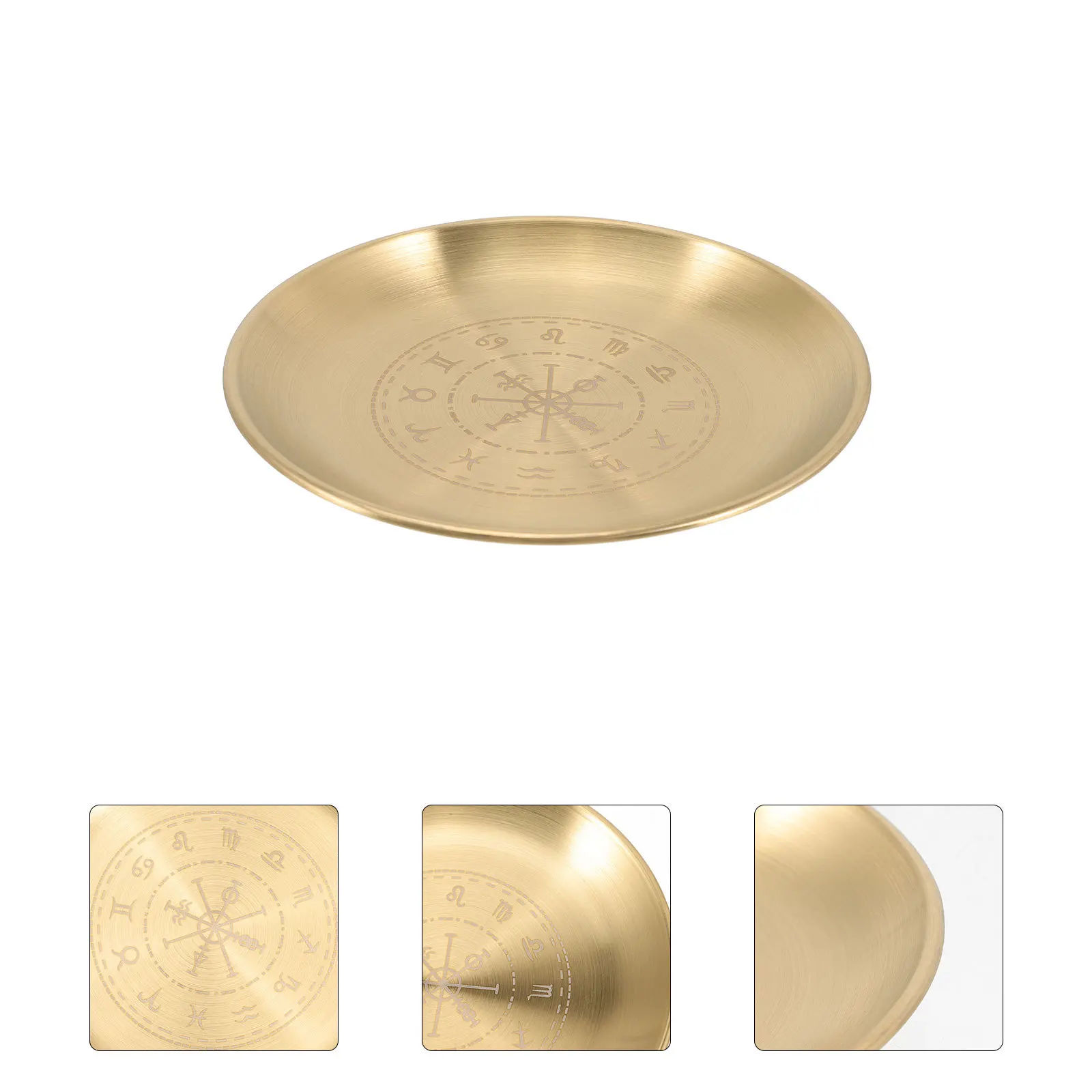 

Copper Altar Tray Round Metal Decorative Plate for Home Temple Office Ceremony Display Use Holder