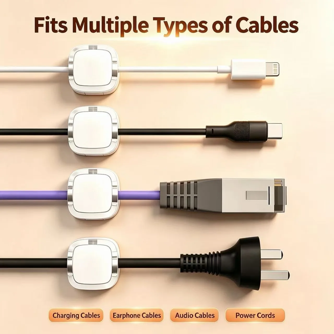 12/24Pcs Magnetic Cable Management Holder, Self-Adhesive Cord Keeper, Keep Charging Cords Tidy for Desk, Car and Bedroom
