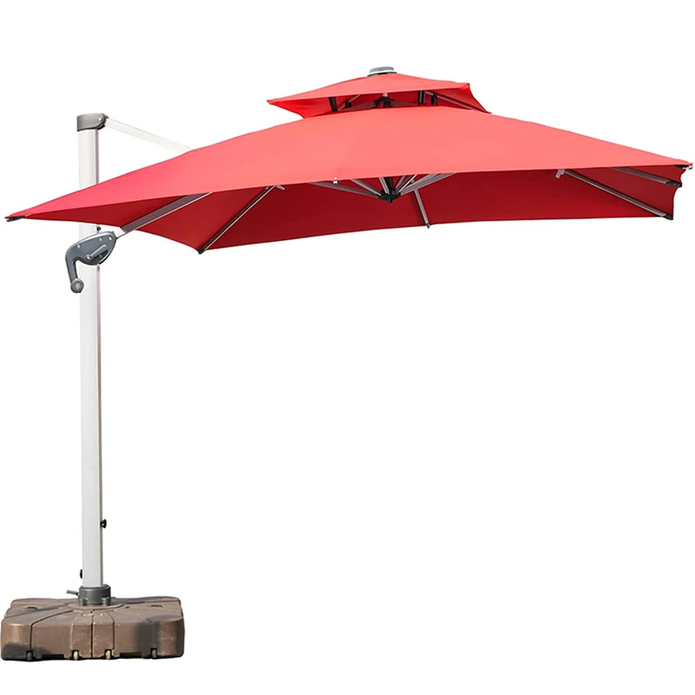 Patio Outdoor Square Cantilever Large Umbrella Windproof Offset Umbrella Heavy Duty Hanging Umbrella 360 rotation