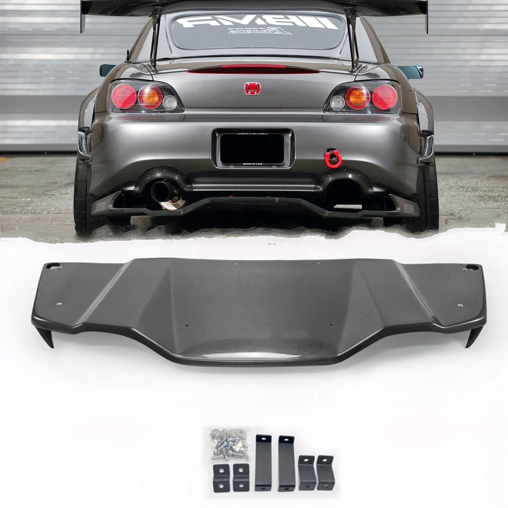 For Honda S2000 Carbon Rear Diffuser S2000 VTX Style Diffuser Rear Bumper Lip Carbon Spoiler