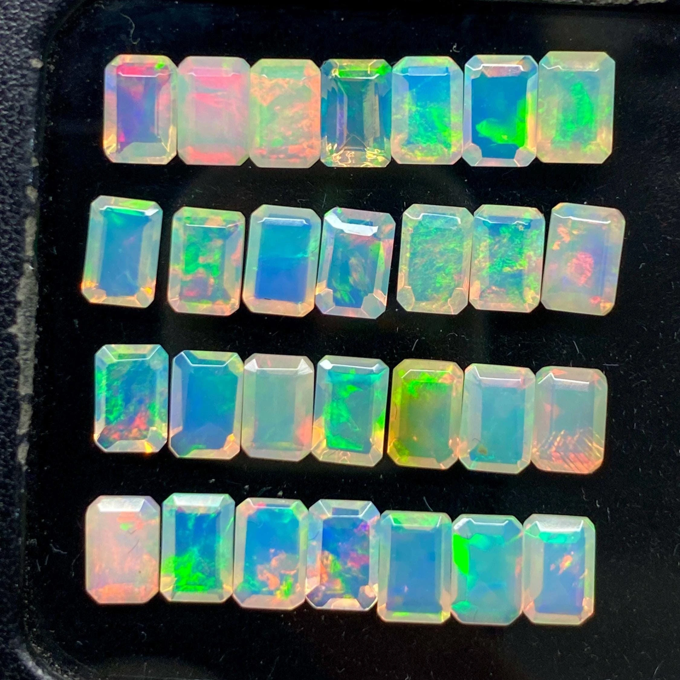 Natural Ethiopian Fire Opal Octagon Emerald Cut Loose Gemstones AAA Quality (AAA Grade) Multiple Sizes For Jewelry Making