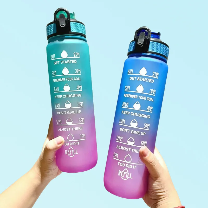 

1 Liter Water Bottle Motivational Sport Water Bottle Leakproof Drinking Bottles Outdoor Travel Gym Fitness Jugs For Kitchen