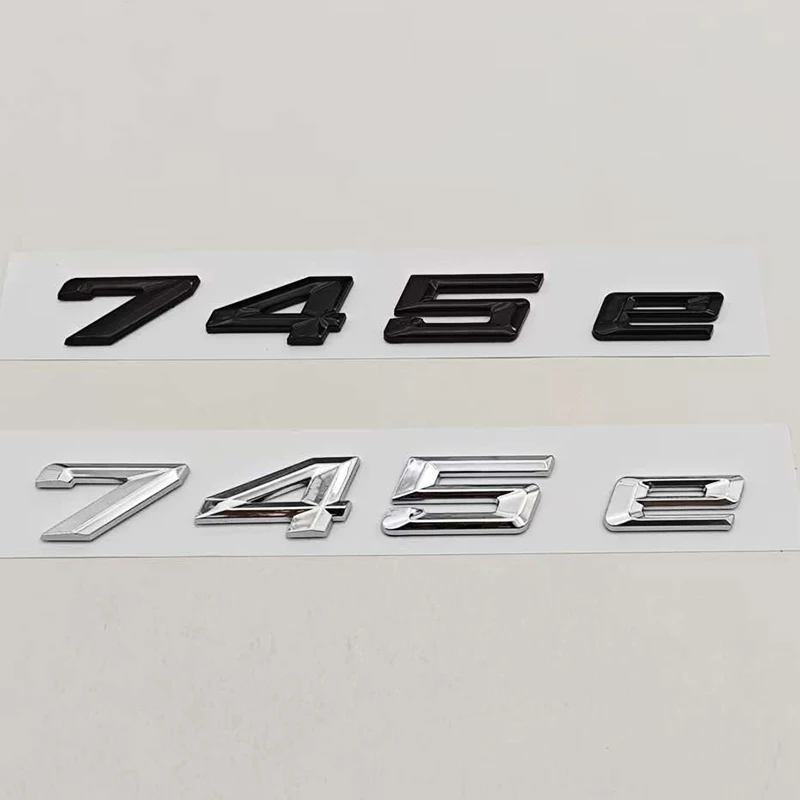 

3D ABS Chrome Black Car Letters Logo 745e Rear Trunk Badge Sticker Decal For BMW 7 Series 745e G12 Auto Tail Marking Accessories